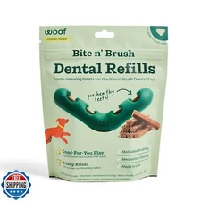 WOOF - Bite n' Brush Refills for The Dog Toothbrush Toy - Scrub Plaque and Ta