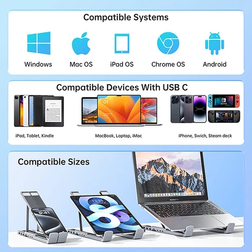 Universal Type-C Laptop Holder With HUB Computer Stand Bracket HDMI SD TF