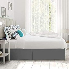 Pleated Bed Skirt, Easy Fit Bed Skirt, 14  Inch Tailored Drop Bed Skirt, Soft Do