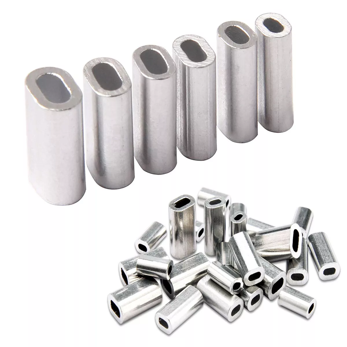 200pcs Aluminum Single Barrel Crimp Sleeves Fishing Line Crimps Sleeve Connector