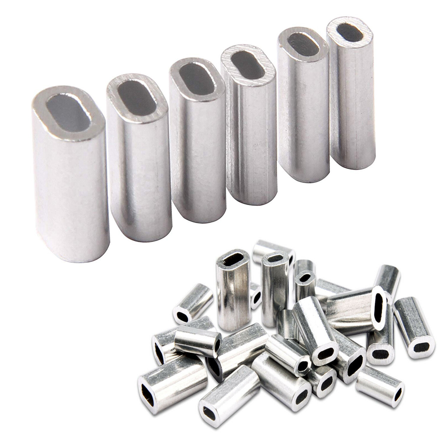 200pcs Aluminum Single Barrel Crimp Sleeves Fishing Line Crimps Sleeve