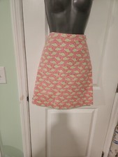 Vineyard Vines pink w/ green fish lined cotton skirt 6