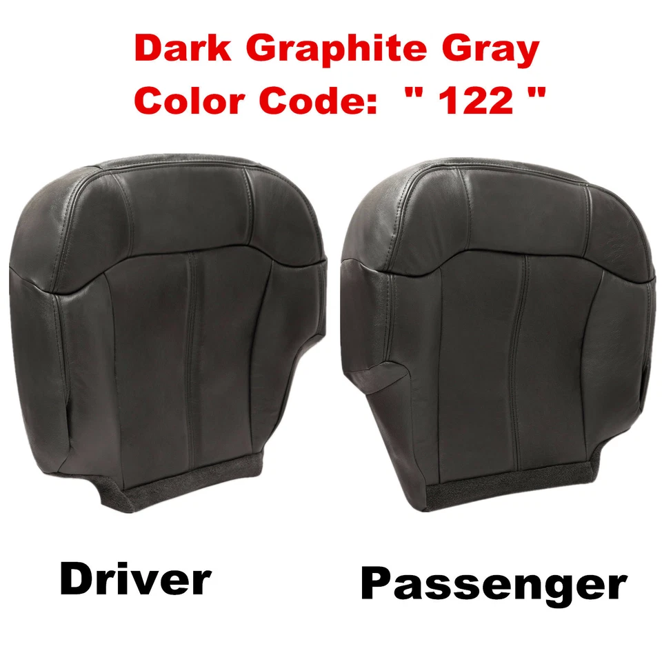 Cubierta de asiento delantera de cuero grafito gris oscuro para Chevy Silverado 1500 1999-2002 Foto 4 de 4