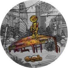 2022 $5 Niue End of Humanity MEMORY Antique Finish 2 Oz Silver Coin.