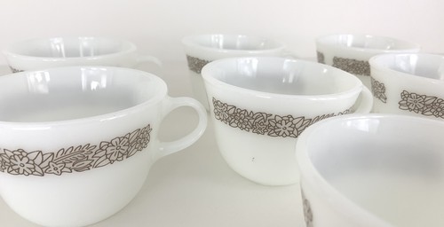 Pyrex Corelle CorningWare Woodland Brown Pattern Coffee Cups EXC - Set of 7 - Picture 4 of 8