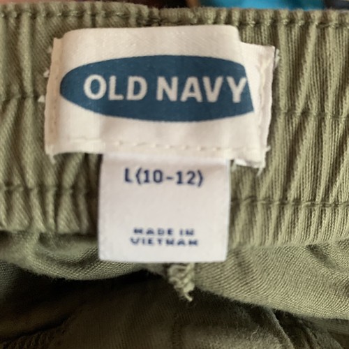 OLD NAVY Girls Olive Green Cuffed Hem Chino Shorts L Drawstring - Picture 3 of 3