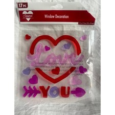 NEW Cute Window Gel Cling Stickers Hearts Valentines Day 17 pc Arrows Love YOU 