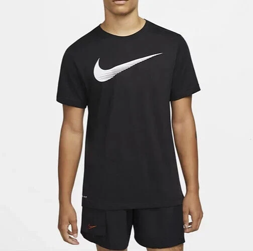 NWT NIKE MEN'S BIG & TALL SWOOSH ATHLETIC T SHIRT BLACK WHITE 3XL