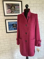 New Ladies Abraham Moon Raspberrypink Pure Wool Herring Bone Tweed 34 Coat