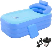 Folding Inflatable Bathtub, 63" Inflatable Bathtub Adults, Portable Hot Tub Ice