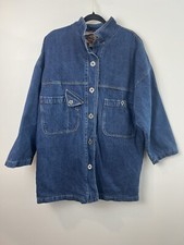Vtg Rock Creek Flannel-lined Denim Barn Coat Jacket Women M Oversized Cottage