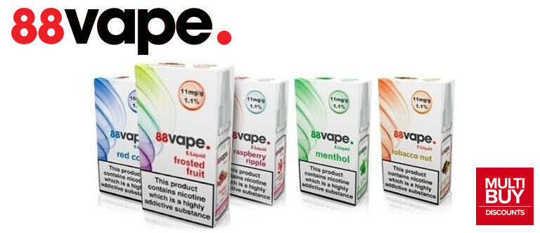 88 Vape E-Liquid | 10ml | 44 Flavours | All Strengths | 10 & 20 Packs