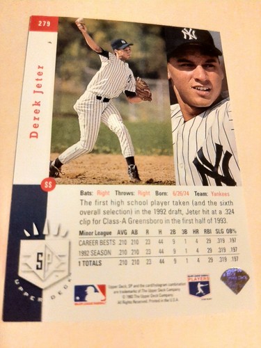 DEREK JETER 1993 UPPER DECK SP #279 FOIL ROOKIE Hall of Fame NY Yankees -1 - Picture 4 of 17