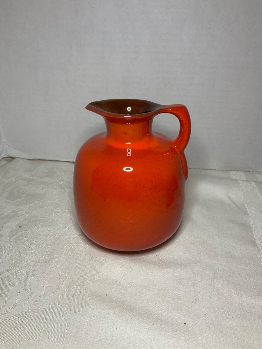 Vintage FRANKOMA 833 MCM Art Pottery Flame Red Orange Brown Jug