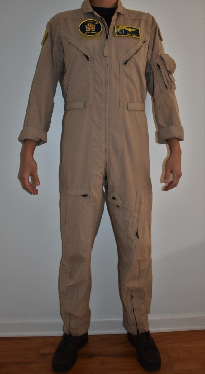 US Navy Nomex Flight Suit Coveralls Flyers Sage Green / Tan