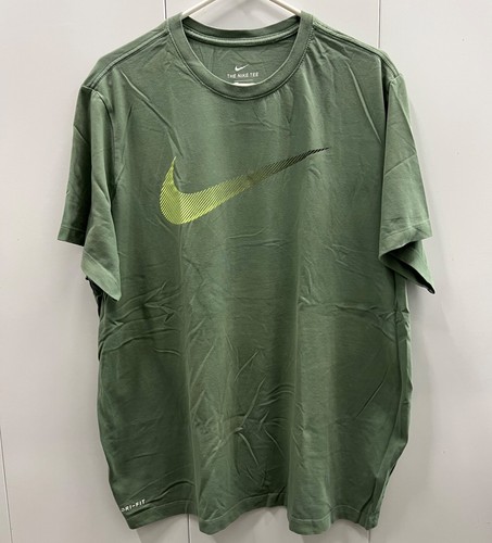 Nike Herren T-Shirt XXL 2X Olivgrün Dri-Fit Large Swoosh Logo Soft Feel