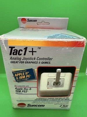 Vintage Suncom Tac1+ Analog Joystick Controller Apple ll & IBM PC w Original Box