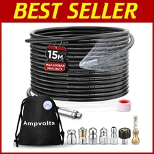 Sewer Jetter Kit, 50ft Hose, 5 Jet Nozzles, 2 Adapters