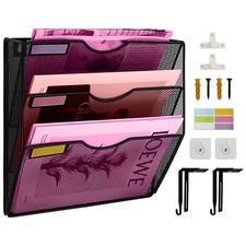 3 Pockets Mesh Wall File Holder Organizer Office Hanging File Folder Magazine
