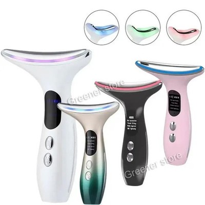 Hals Gesicht Massagegerät Straffung 3 Farbe LED Licht Therapie Microcurrent Heat