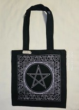 Celtic Pentacle Shoulder Bag Black with Violet 17 X 16" Cotton