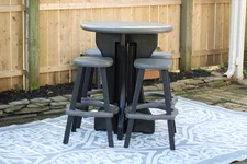 Leisure Accents Patio Table Set w/ 4 Barstools - Black/Deep Grey - Easy