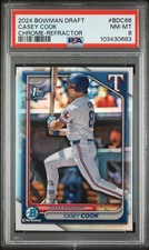 2024 BOWMAN DRAFT CHROME-REFRACTOR #BDC66 CASEY COOK PSA 8