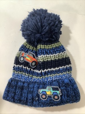 The Children's Place Toddler Boy Knit Beanie Hat Monster Truck Blue Gray 2T-3T