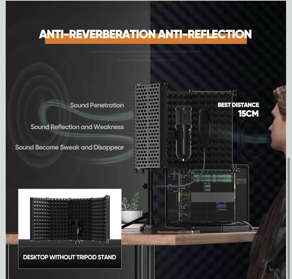 Studio Microphone Kit with Isolation Shield & Pop Filter - Condenser Mic for ...