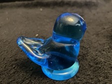 Glass Bluebird SIGNED Ron Ray Blue Bird Of Happiness Vintage Cobalt Art Figurine