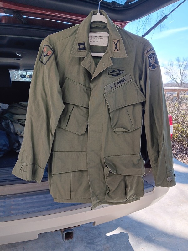 1970's Combat Coat WR POPLIN OG 107 Vietnam Era X Small Airborne