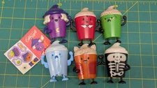 2024 Wendy's Frosty Frights Halloween Toys Set of 6 Glow in Dark Skeleton Lot