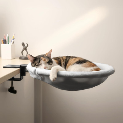 Adjustable Cat Desk Bed, Sunken Design Cat Hammock, Supports up to 50 Lbs, Sturd
