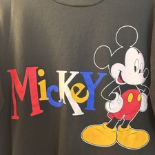 Vintage 90s Disney Mickey Mouse Womens M Black Cropped Sweatshirt USA