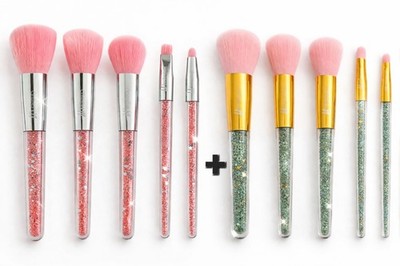 10PCS Makeup Brush Set   2 Sets (5pcs Each) Glitter Handle 100% NEW