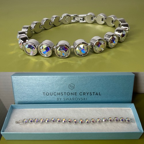 Bracciale Touchstone Crystal di Swarovski Aurore Boreale Ice con scatola 7” SPEDIZIONE GRATUITA