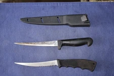 1 Bass Pro Filet Knife with Sheath and 1 Generic Filet Knife with No Sheath