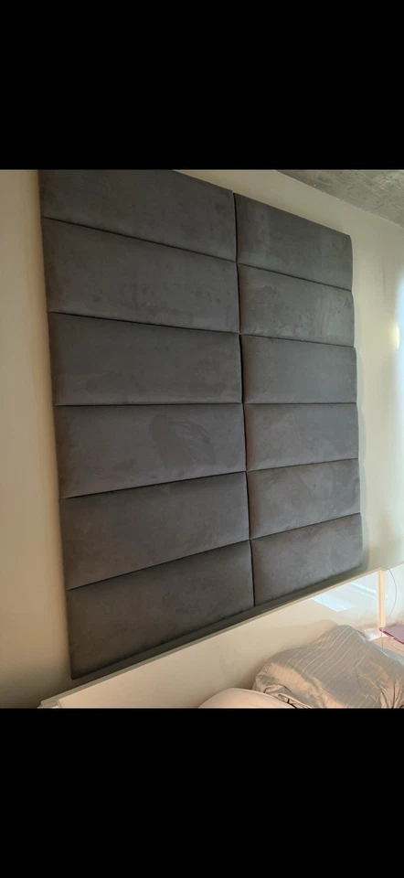 Grey Micro Suede Wall Panels 3 Sets of 4. Panels. Excellent Condition See Photos - Image 2 of 4