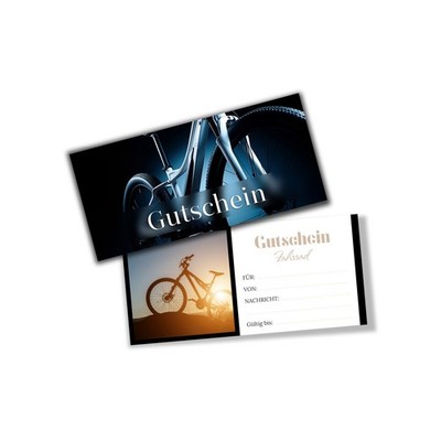 ITENGA Geschenk Gutschein Karte Fotodesign Motiv FAHRRAD Postkarte zum Ausfüllen