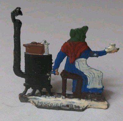 Antique Hans Heinrichsen German Flat Lead Woman At Stove Christmas Metal