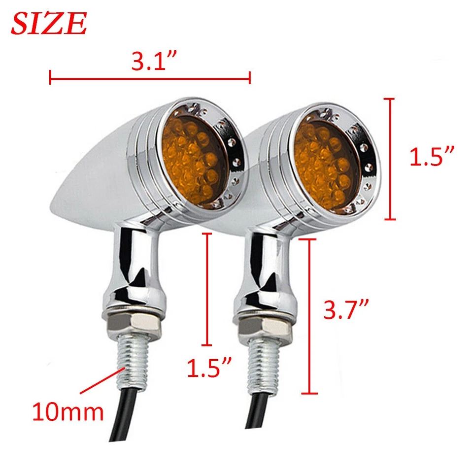 Motorcycle Chrome LED Bullet Turn Signal Tail Brake Lights For Harley Davidson Foto 2 de 4