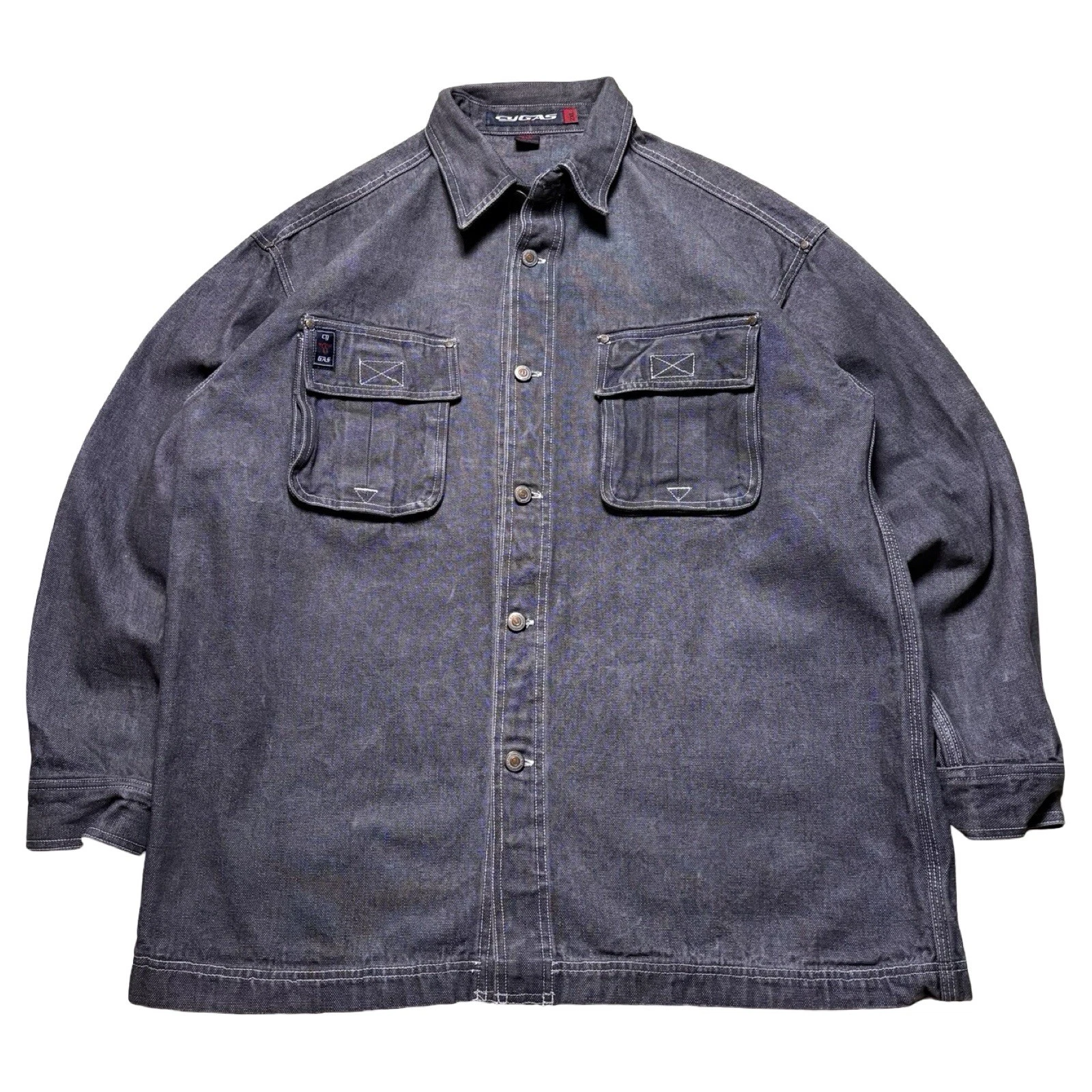 Vintage Y2K Cygas Denim Trucker Jacket Grey Mens 2XL Rap Hip