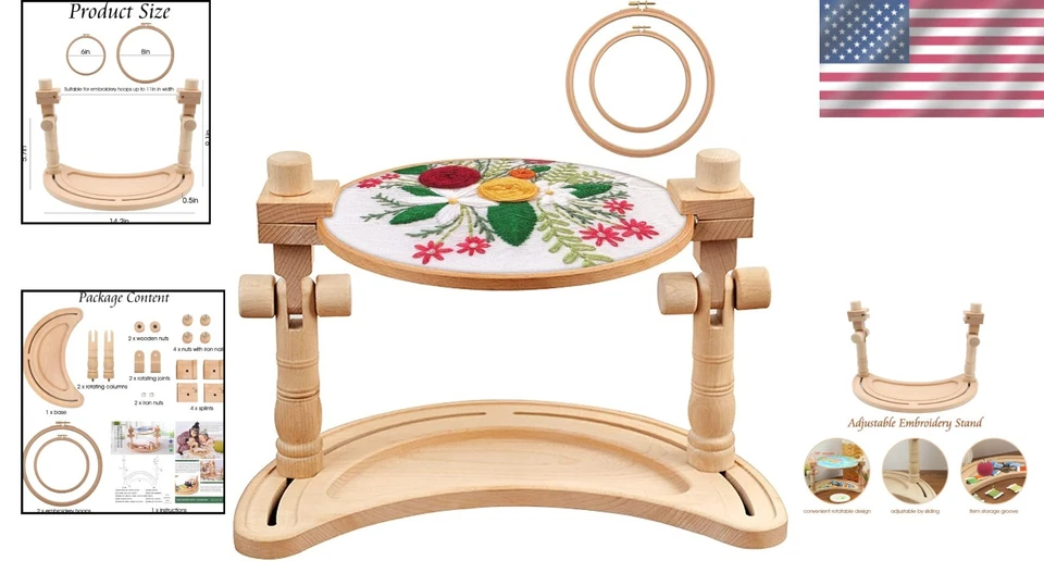 Cross Stitch Hoop Holder with 2 Embroidery Hoops - Image 2 of 4