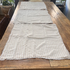 Casaluna Euro Pillow Shams Set of 3 Linen Blend Tan & White Striped Fringed Zip