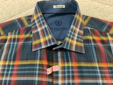 Bugatchi Uomo Mens Large Shaped Fit Long Sleeve Button Shirt Multicolor Cotton