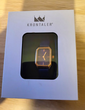 KRONTALER Analog Armbanduhr rechteckig gold/schwarz mit Original-Box