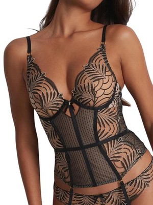 34D Aubade Hypnolove Basque Plunge Body Eclipse Lace Embroidered Luxury Lingerie