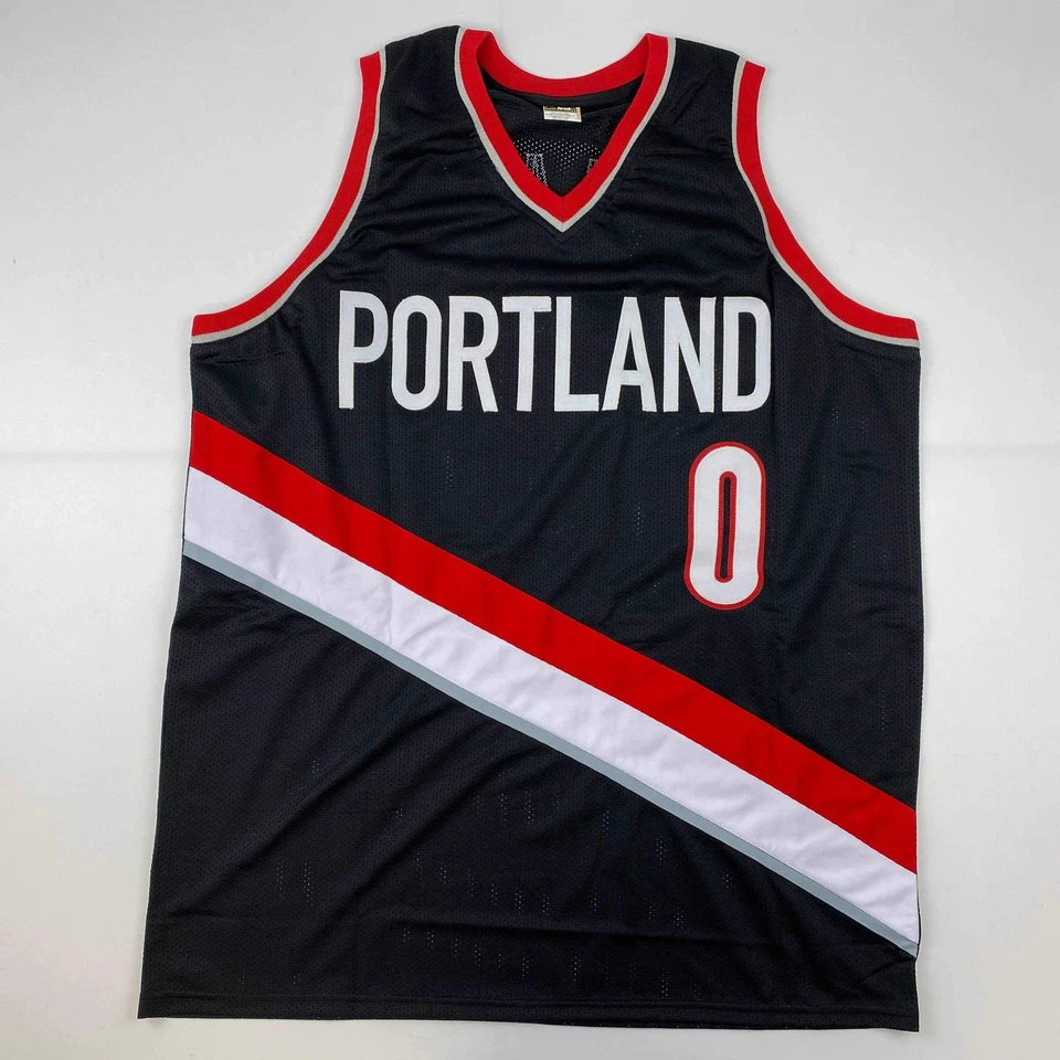 Autographed/Signed Damian Lillard Portland Black Basketball Jersey JSA COA - Image 4 of 4
