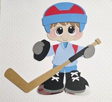 Hockey Player Brown Hair. Scrapbook, Card Making Paper Piecing