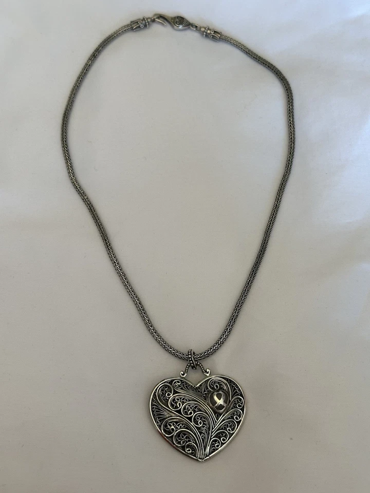 Brighton Treasures 0.925 纯银心形吊坠项链 — 第 2/3 张图片